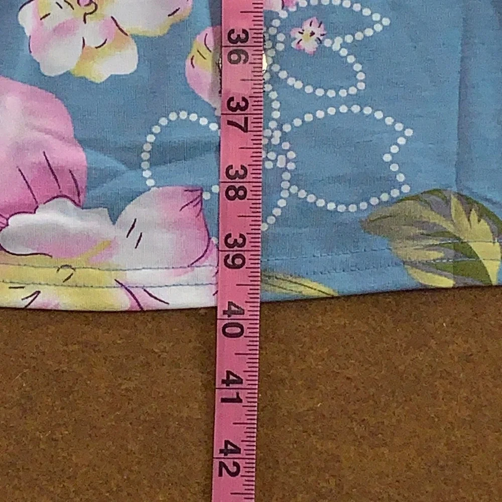 DB MOON Womens 2XL Light Blue Floral Empire Waist Summer Casual Dress NWT